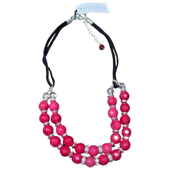 White House Black Market Jewelry - J9. WHBM Dyed Jade Suede Rope Necklace 14” Chain 2” Extender NEW $48 msrp